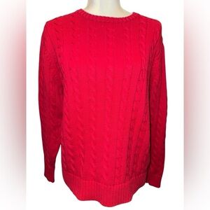 Lands' End Red 100% Baumwolle Cable Knit Crew Neck Sweater Size Medium #70